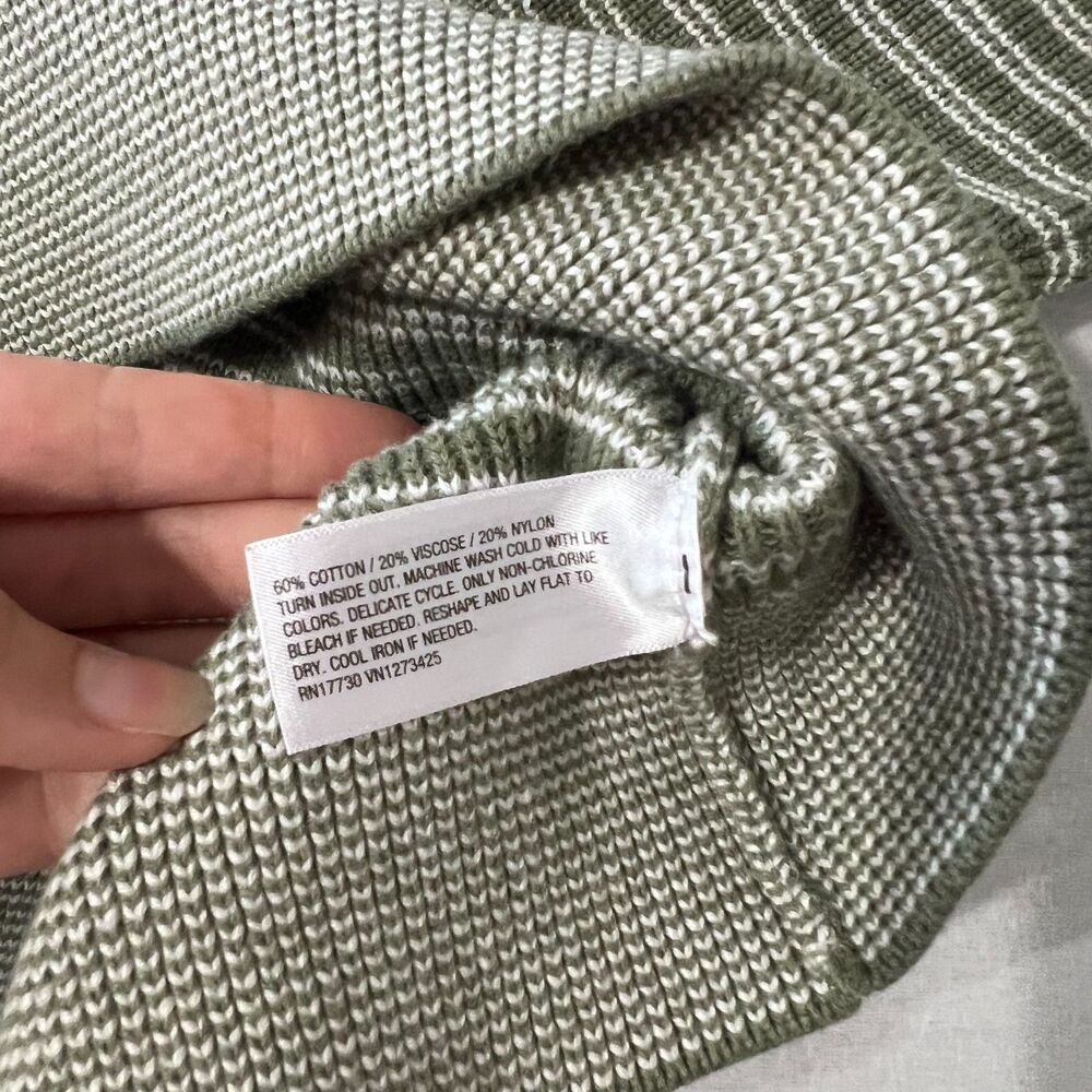 Goodfellow & Co Mens XXL Green Striped Crewneck Sweater Cotton Blend